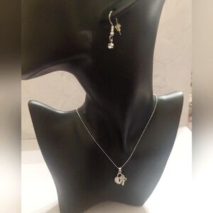 Heart and key Necklace & earring set, Hypoallergenic And Waterproof